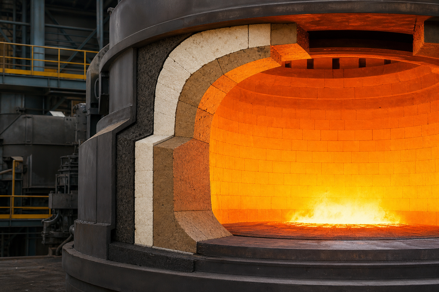 مواد، ساختار و ضخامت پیشنهادی در طراحی آستر کوره ذوب